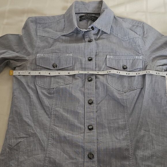 Club Monaco Women's Button-Down Long Sleeves Cotton Shirt XS Blue - Picture 8 of 16